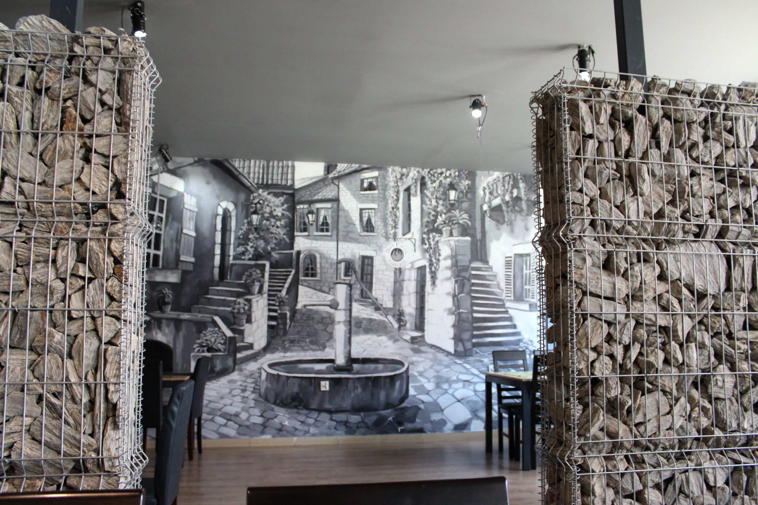 Mural do restauracji - detal realizacji